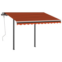 Produktbild för Markis med stolpar manuellt infällbar 3x2,5 m orange och brun