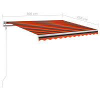 Produktbild för Markis manuellt infällbar med LED 3x2,5 m orange och brun