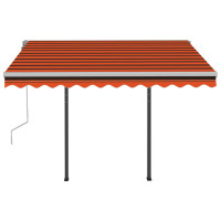 Produktbild för Markis manuellt infällbar med LED 3x2,5 m orange och brun
