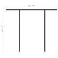 Produktbild för Markis med stolpar automatisk infällbar 3x2,5 m gräddvit