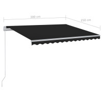 Produktbild för Automatisk markis med vindsensor & LED 3x2,5 m antracit