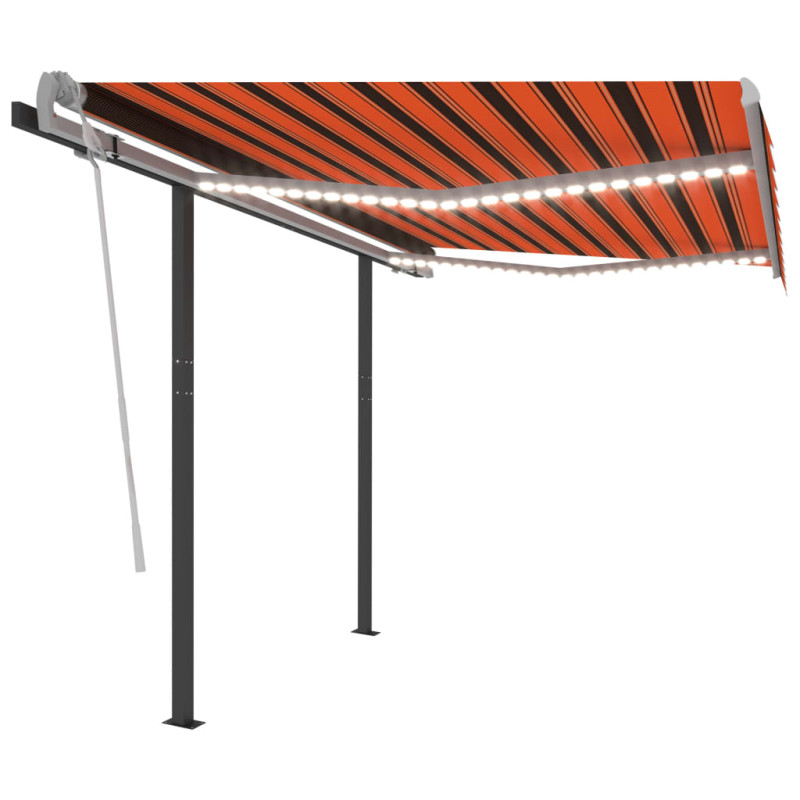 Produktbild för Automatisk markis med vindsensor & LED 3x2,5 m orange/brun