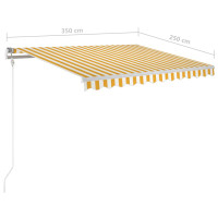 Miniatyr av produktbild för Markis med stolpar manuellt infällbar 3,5x2,5 m gul och vit