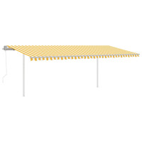 Miniatyr av produktbild för Markis med stolpar manuellt infällbar 3,5x2,5 m gul och vit