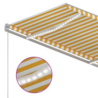 Miniatyr av produktbild för Automatisk markis med vindsensor & LED 3,5x2,5 m gul/vit