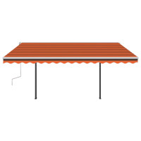 Produktbild för Markis med stolpar manuellt infällbar 4x3 m orange och brun
