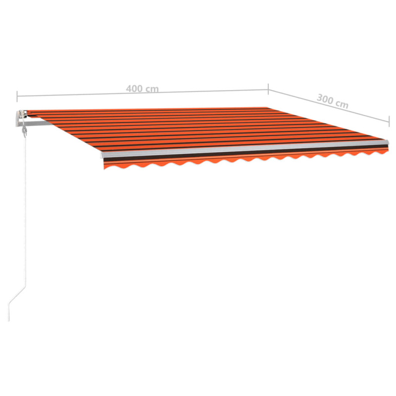 Produktbild för Automatisk markis med vindsensor & LED 4x3 m orange/brun