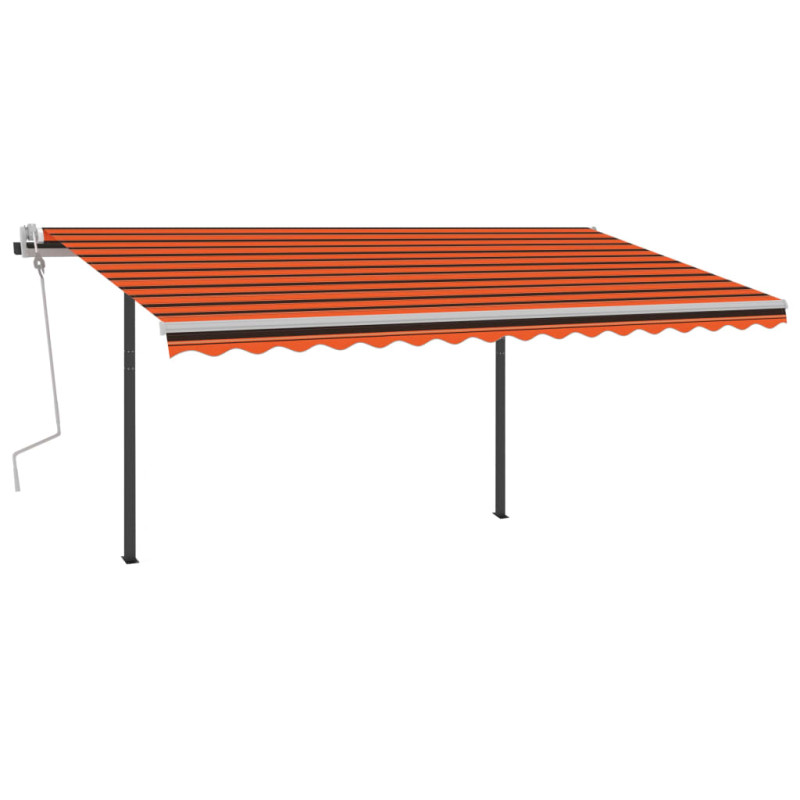 Produktbild för Automatisk markis med vindsensor & LED 4x3 m orange/brun