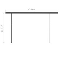 Produktbild för Markis med LED manuellt infällbar 4,5x3 m gräddvit