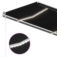 Produktbild för Markis med LED manuellt infällbar 4,5x3 m antracit
