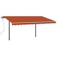 Produktbild för Markis med LED manuellt infällbar 4,5x3 m orange och brun