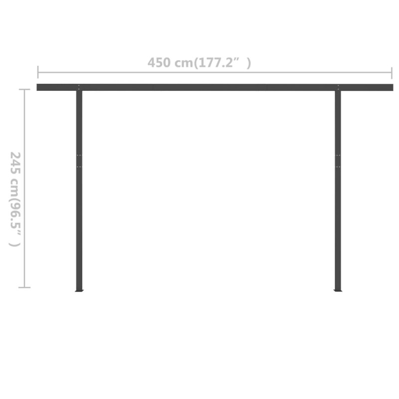 Produktbild för Markis med stolpar manuellt infällbar 5x3 m antracit