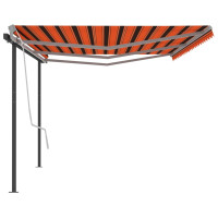 Produktbild för Markis med stolpar automatisk infällbar 6x3 m orange och brun