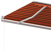 Produktbild för Markis med stolpar automatisk infällbar 6x3 m orange och brun
