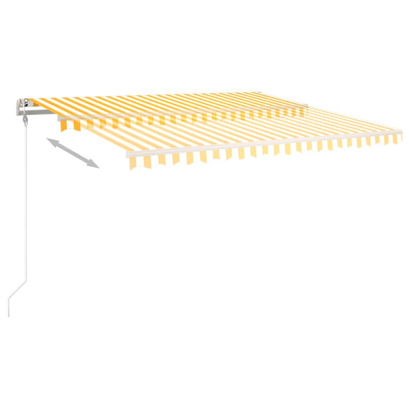 Produktbild för Markis med stolpar automatisk infällbar 4x3,5 m gul och vit