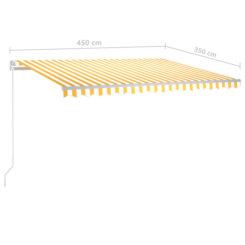 Produktbild för Markis manuellt infällbar med LED 4,5x3,5 m gul och vit