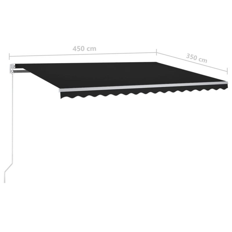 Produktbild för Markis med stolpar automatisk infällbar 4,5x3,5 m antracit