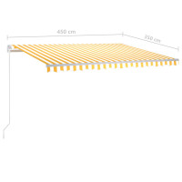 Produktbild för Automatisk markis med vindsensor & LED 4,5x3,5 m gul och vit