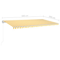 Produktbild för Markis med LED manuellt infällbar 6x3,5 m gul och vit