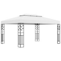 Produktbild för Paviljong med dubbeltak och ljusslinga LED 3x4 m vit
