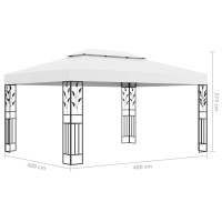 Miniatyr av produktbild för Paviljong med dubbeltak och ljusslinga LED 3x4 m vit
