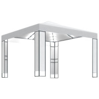 Produktbild för Paviljong med dubbeltak och ljusslinga LED 3x3 m vit