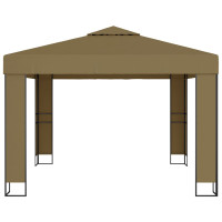 Produktbild för Paviljong dubbla tak och ljusslinga LED 3x3x2,7 m taupe