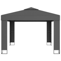 Produktbild för Paviljong med dubbeltak och ljusslinga LED 3x3 m antracit