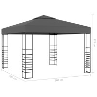 Produktbild för Paviljong med ljusslinga LED 3x3 m antracit