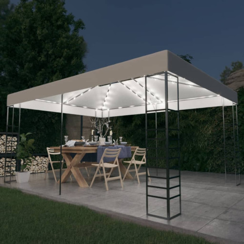 vidaXL Paviljong med ljusslinga LED 4x3x2,7 m vit