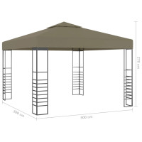 Produktbild för Paviljong med ljusslinga LED 3x3 m taupe