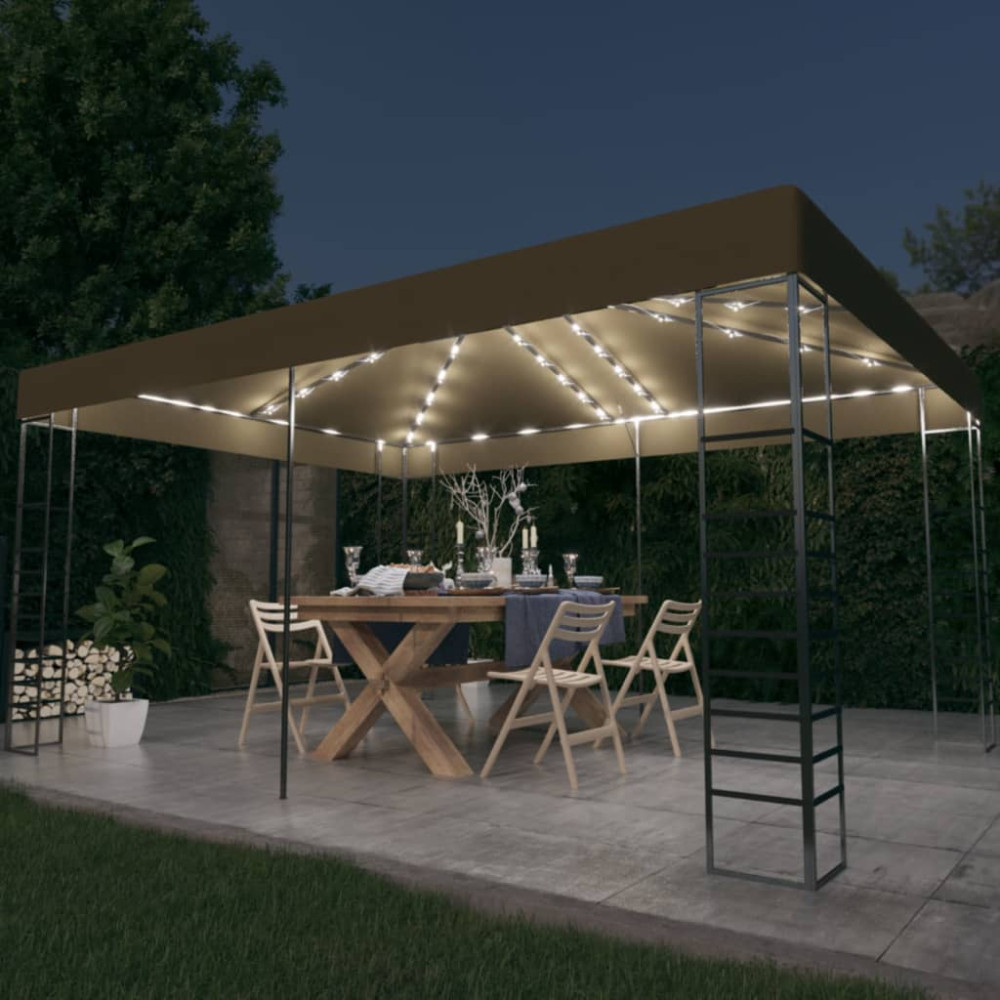 Produktbild för Paviljong med ljusslinga LED 3x4 m taupe