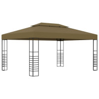 Produktbild för Paviljong med ljusslinga LED 3x4 m taupe