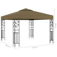 Produktbild för Paviljong med ljusslinga LED 3x3 m taupe