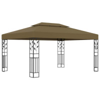 Produktbild för Paviljong dubbla tak och ljusslinga LED 3x4 m taupe