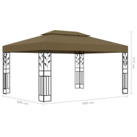 Produktbild för Paviljong dubbla tak och ljusslinga LED 3x4 m taupe