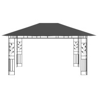 Produktbild för Paviljong myggnät ljusslinga LED 4x3x2,73 m antracit 180 g/m²