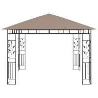 Produktbild för Paviljong myggnät och ljusslinga LED 3x3x2,73 m taupe 180 g/m²