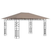 Produktbild för Paviljong myggnät och ljusslinga LED 4x3x2,73 m taupe 180 g/m²