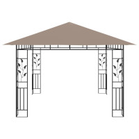 Produktbild för Paviljong myggnät och ljusslinga LED 4x3x2,73 m taupe 180 g/m²