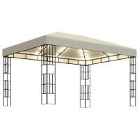 Produktbild för Paviljong med ljusslinga LED 3x4 m gräddvit