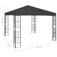 Produktbild för Paviljong med ljusslinga LED 3x3 m antracit