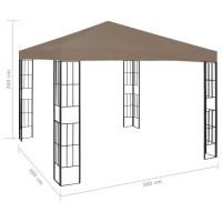 Produktbild för Paviljong med ljusslinga LED 3x3 m taupe