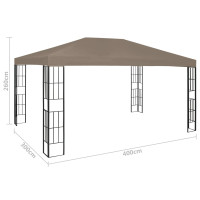 Produktbild för Paviljong med ljusslinga LED 4x3 m taupe