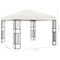 Produktbild för Paviljong med ljusslinga LED 3x3 m gräddvit tyg