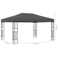 Produktbild för Paviljong med ljusslinga LED 3x4 m antracit tyg