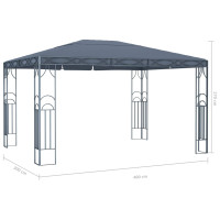 Produktbild för Paviljong med ljusslinga LED 400x300 cm antracit