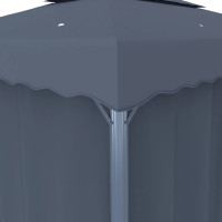 Produktbild för Paviljong med draperi och ljusslinga LED 3x3 m antracit