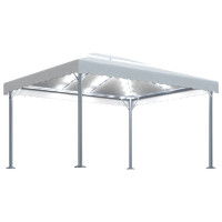 Produktbild för Paviljong med ljusslinga LED 400x300 cm gräddvit aluminium