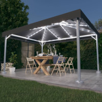 Produktbild för Paviljong med ljusslinga LED 400x300 cm antracit aluminium